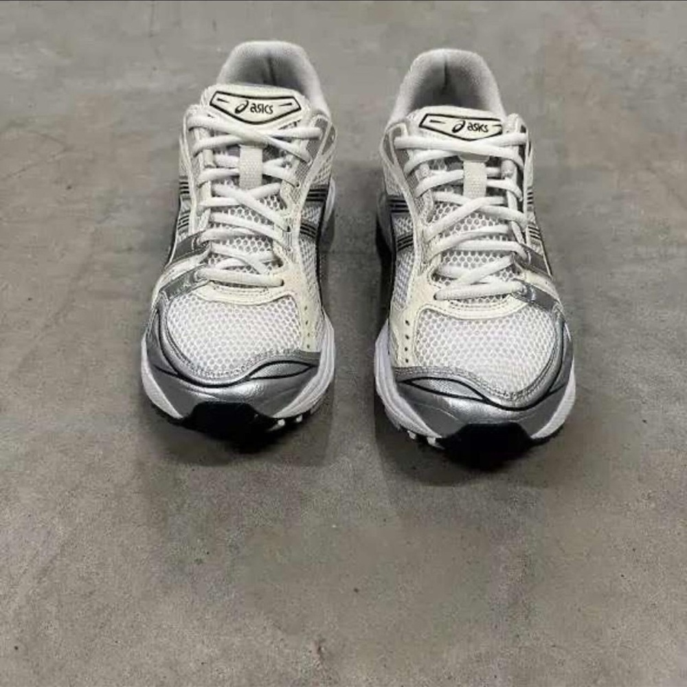 ASICS Cream and Silver Athletic Shoes